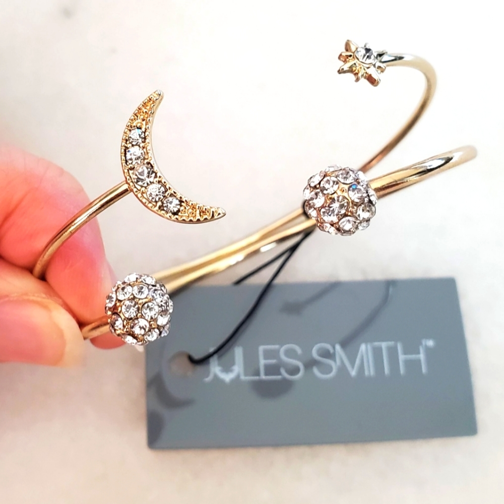 Jules Smith Moon Star Pave Gold Cuff Bracelets NWT